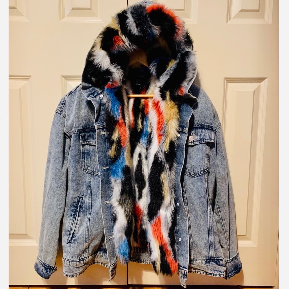 Colorful Fur Jean Jacket